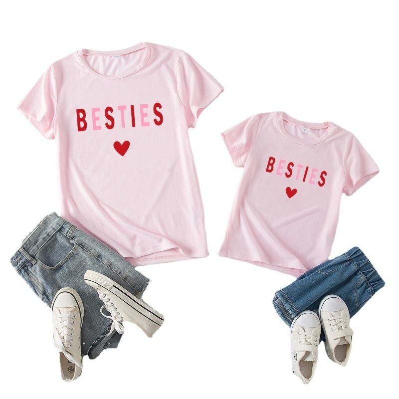 Parent-Child Mother-daughter Casual Round Neck Short Sleeve Loose T-shirt