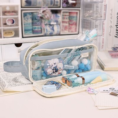 Simple Neutral Large Capacity Zipper Student Stationery Pencil Bag