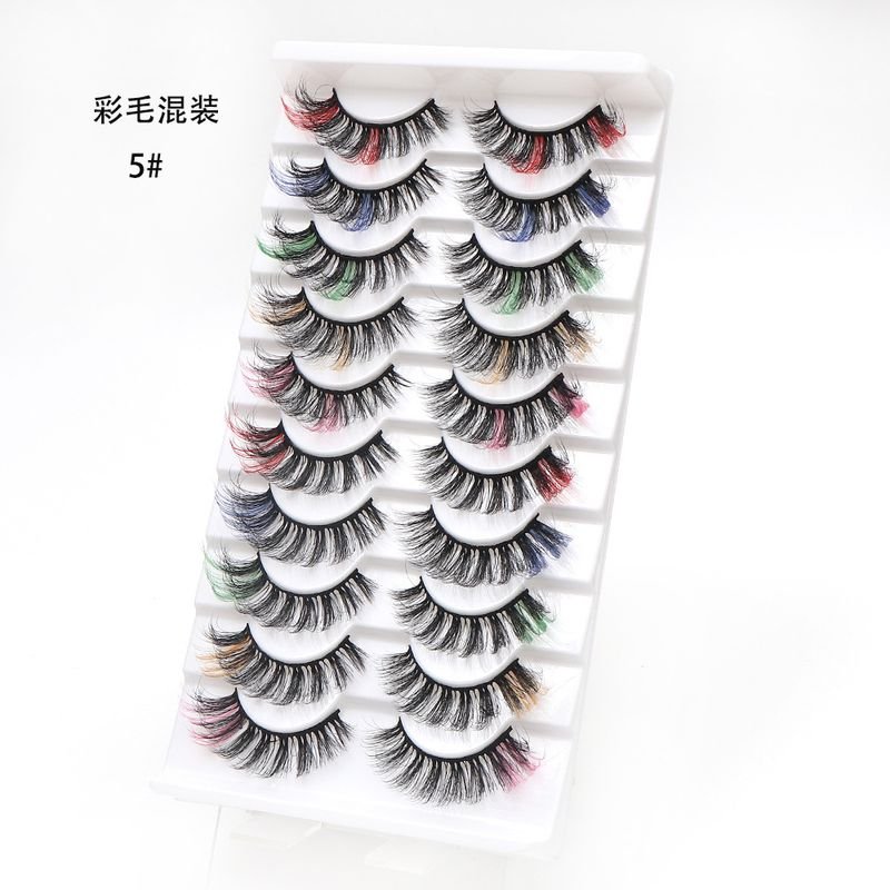 Women Fashion Thick Curly Multicolor False Eyelashes 10 Pair