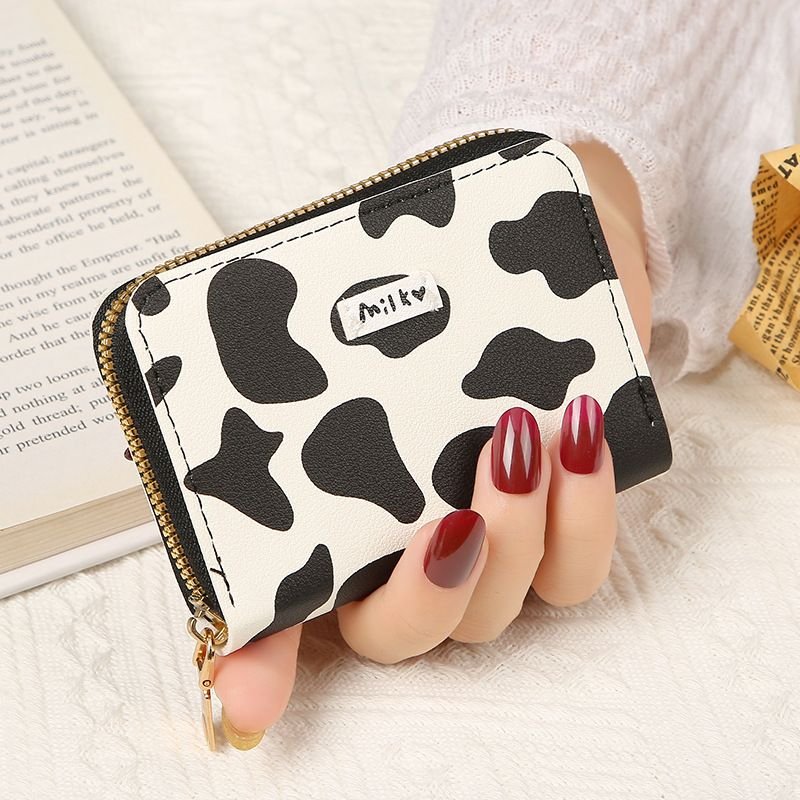 Women Fashion Cartoon Cow Print Mini Wallet