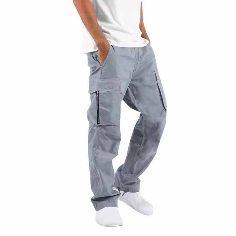 Men Fashion Casual Solid Color Straight Cargo Pants