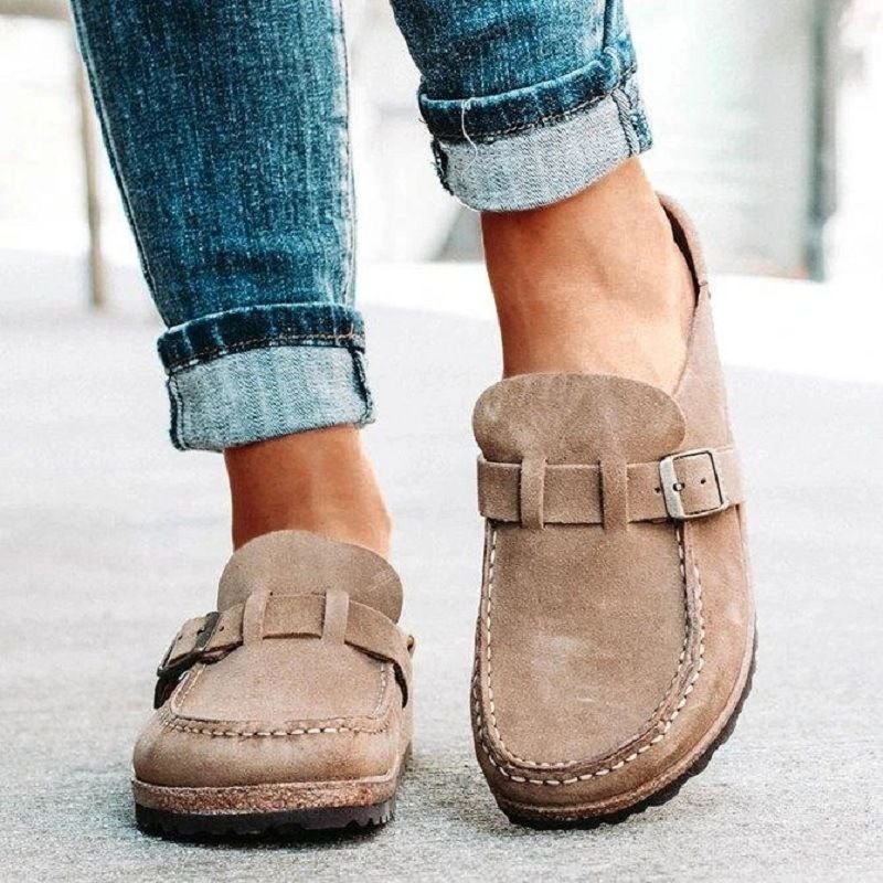 Size:4.5-11 Women Casual Solid-color Flat Slippers Loafers