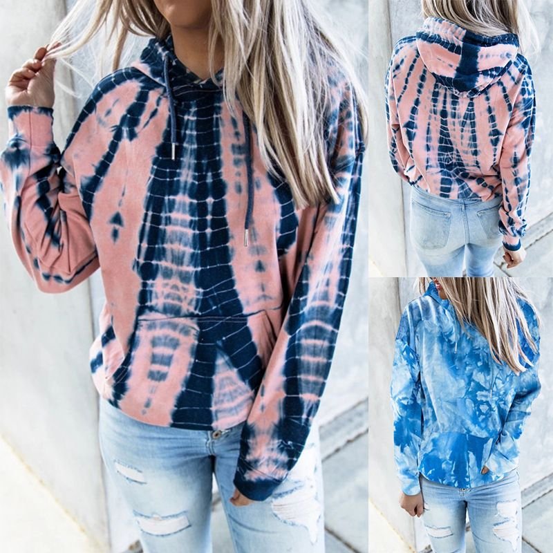 Casual Long-Sleeved Autumn Women Tie-Dye Printed Hoodie Custom