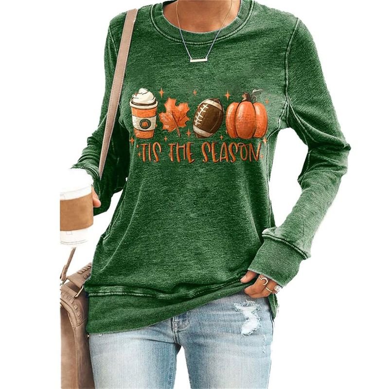 Thanksgiving Pumpkin Print Women Long-Sleeved T-Shirt