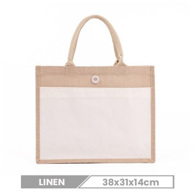 Custom Logo Contrast Stitching Button Tote Bag