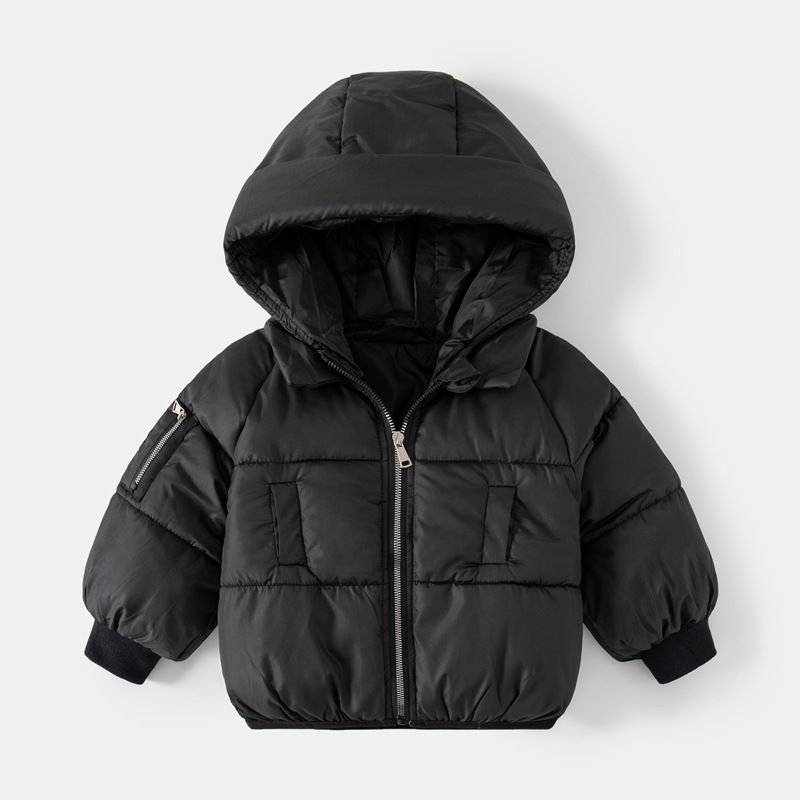 Kids Unisex Winter Casual Cute Solid Color Long Sleeve Hooded Padded Coat