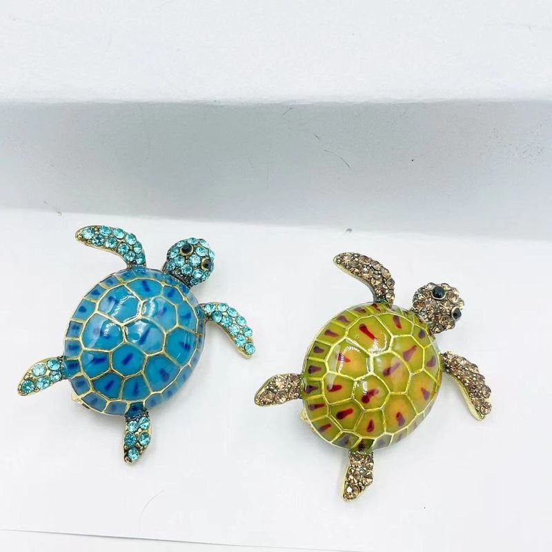 Women Fashion Creative Turtle Animal Diamond Drop Brooch