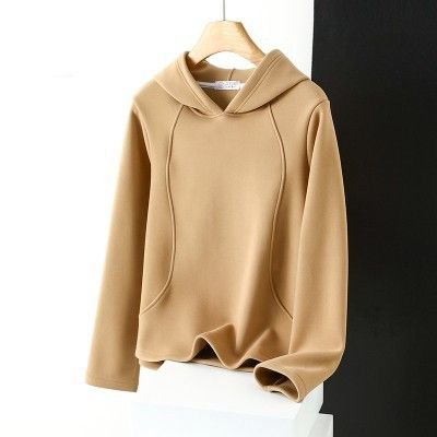 Women Winter Double-Sided Velvet Basic Fleece-Lined Thickened Long-Sleeved Hoodie Custom