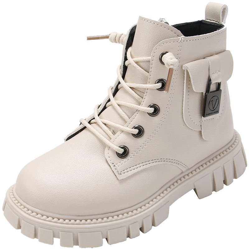 Kids Unisex Autumn Winter Fashion Casual Round-Toe Lace-Up Versatile Short Boots