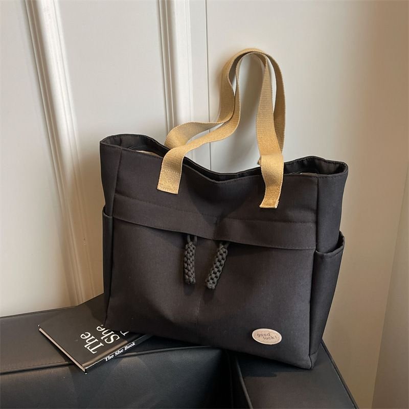 Casual Solid Color Large Capacity Canvas Tote Bag