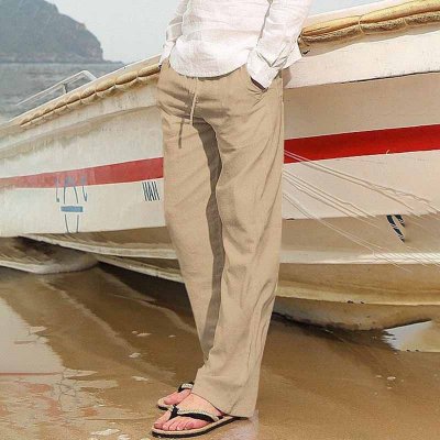 Men Fashion Casual Solid Color Plus Size Wide Leg Trousers