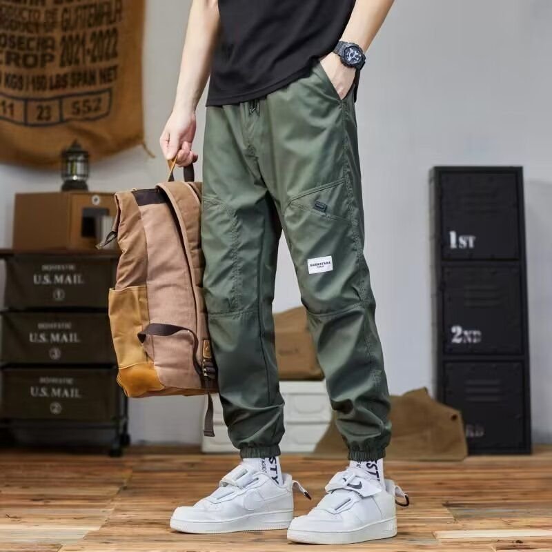 Men Spring Autumn Fashion Casual Solid Color Plus Size Jogger Cargo Pants