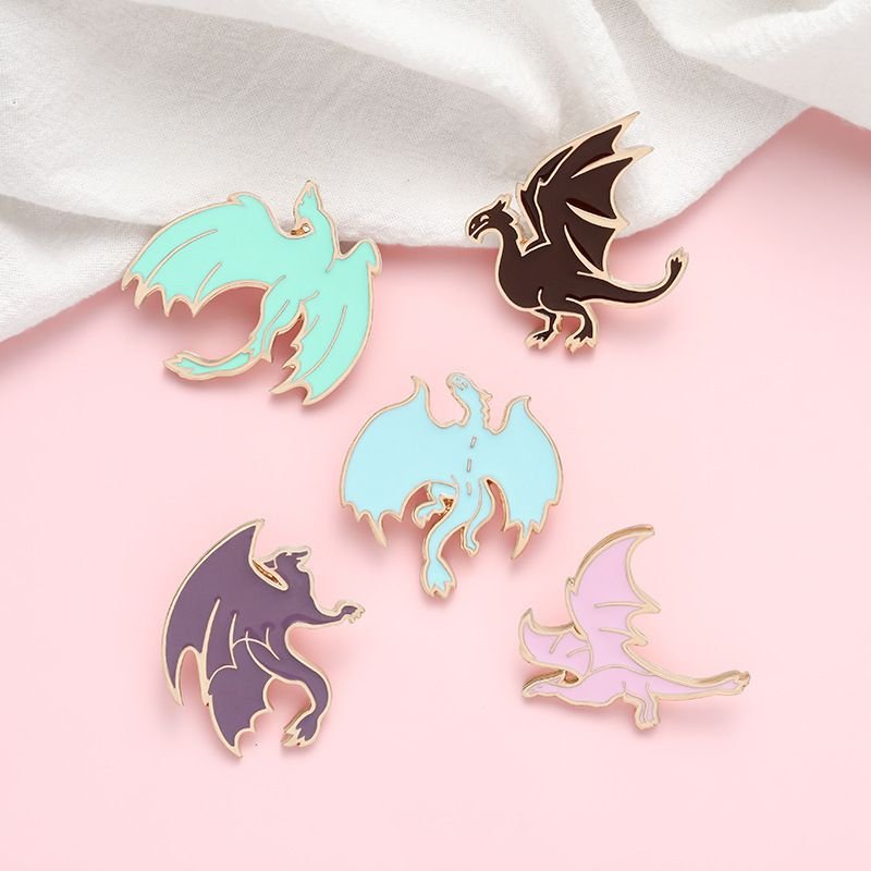 Halloween Unisex Cute Flying Dragon Pterosaur Metal Brooches