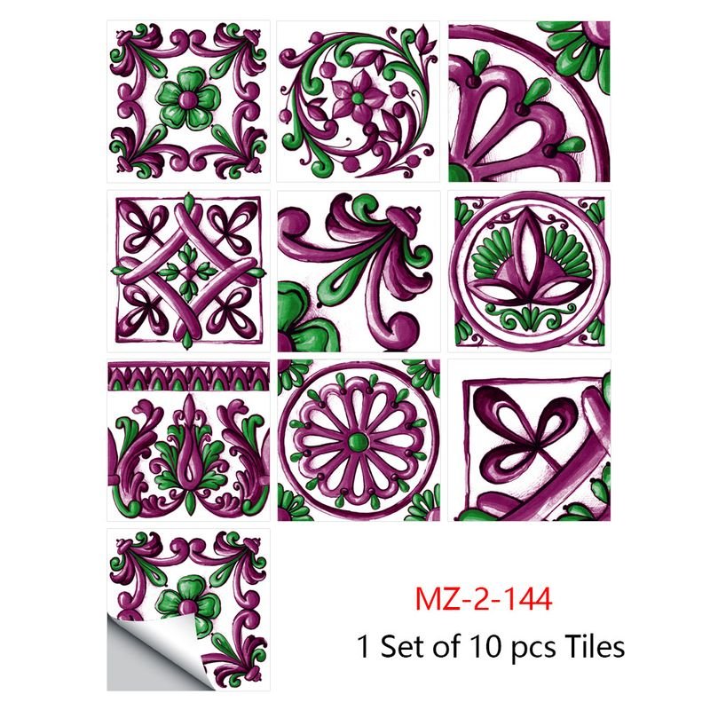 10 Pieces Ethnic Mandala Simulation Tile Stickers Home Renovation Kitchen And Bathroom Decoration Self-Adhesive Wall Stickers