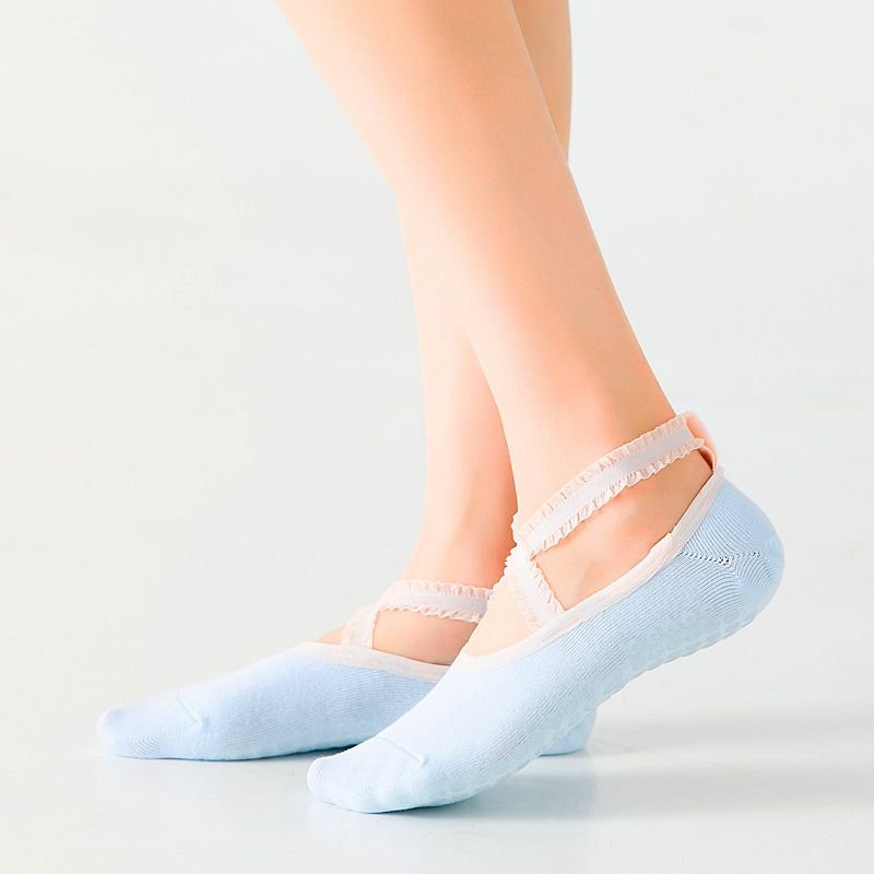 Simple Round Head Cross Strap Non-Slip Lace Yoga Socks