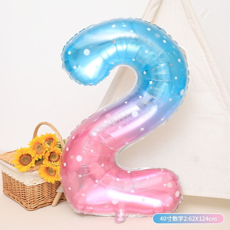 40 Inch Dream Starry Sky Gradient 0-9 Aluminum Film Digital Balloon Birthday Party Venue Decoration