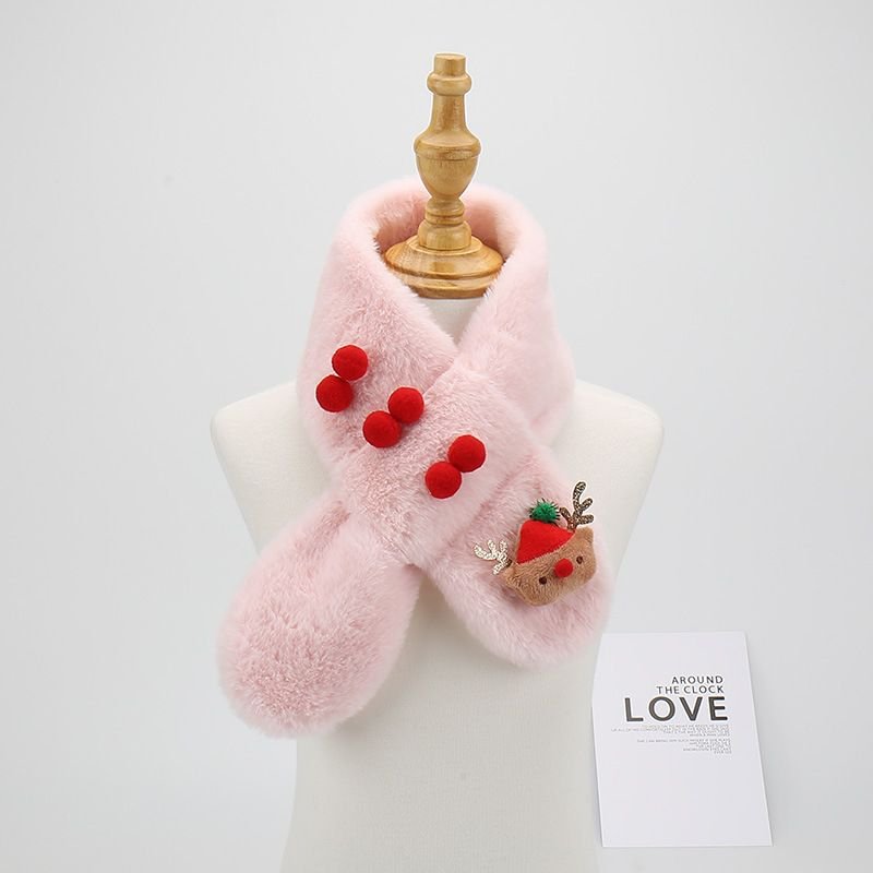 Kids Boys Girls Winter Casual Cute Christmas Cartoon Plush Scarf