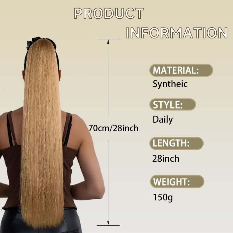 Women Natural Artificial Straight Hair Chemical Fiber Elastic Ponytail Hair Extension