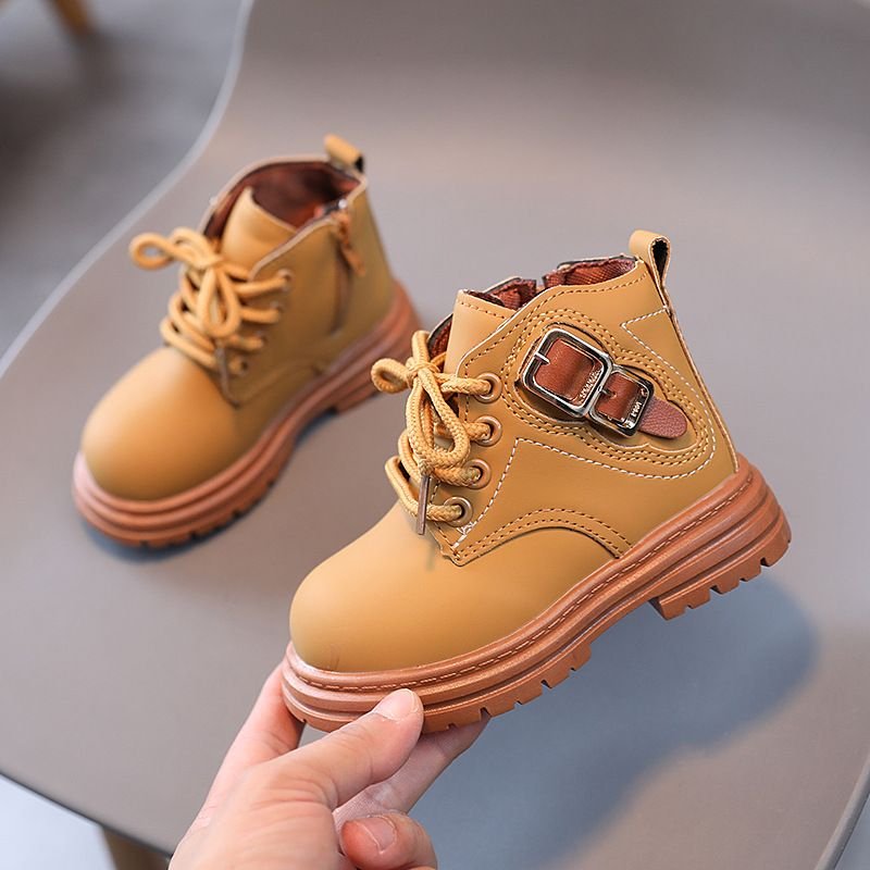 Children Fashion Solid Color Lace-Up Boots