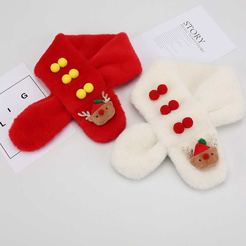 Kids Boys Girls Winter Casual Cute Christmas Cartoon Plush Scarf