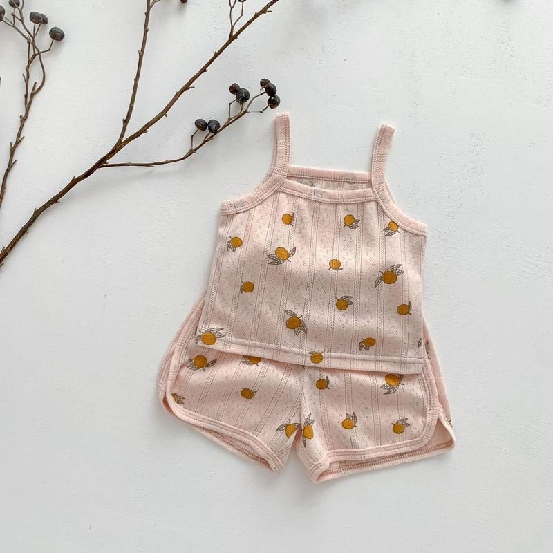 Kids Baby Girls Casual Cute Tiny Flower Print Sleeveless Camisole Shorts Sets