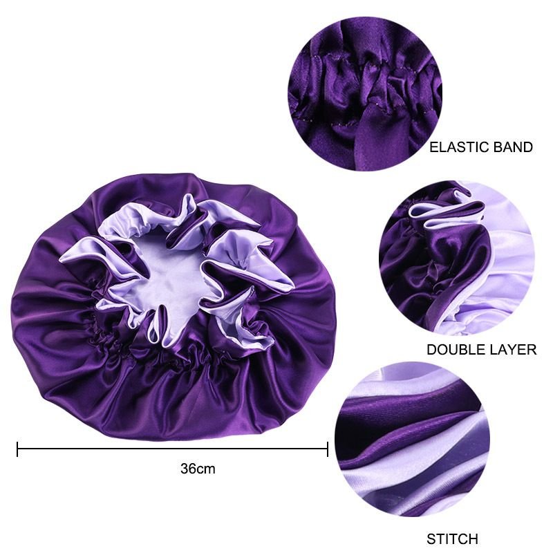 Double Layer Big Lace Solid Color Satin Bonnet