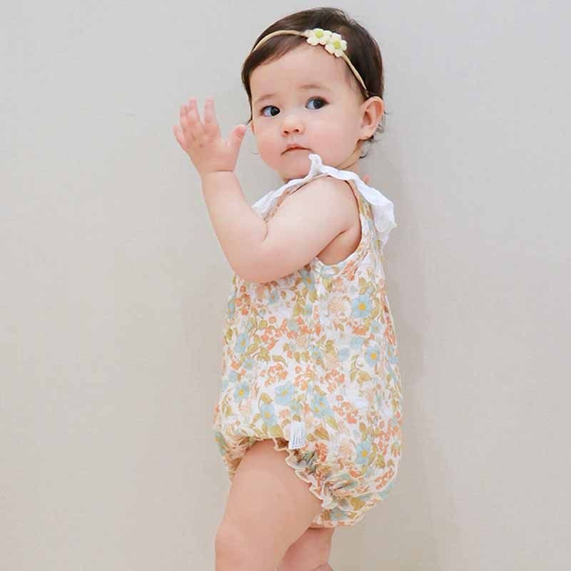 Kids Baby Girls Casual Cute Tiny Flower Print Sleeveless Romper