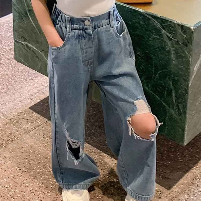 Girls Fashion Hole Design Jeans