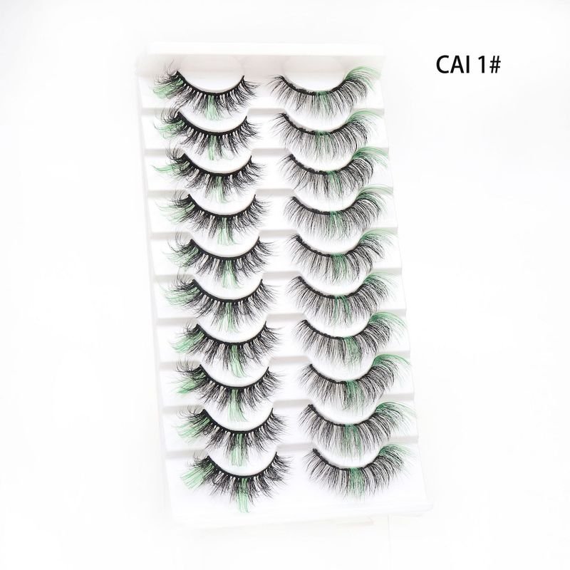 Women Fashion Thick Curly Multicolor False Eyelashes 10 Pair