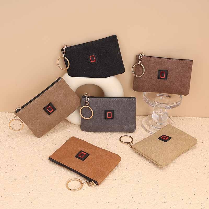 Women Fashion Casual Solid Color Canvas Zipper Wallets