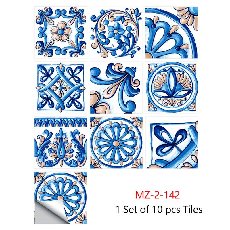 10 Pieces Ethnic Mandala Simulation Tile Stickers Home Renovation Kitchen And Bathroom Decoration Self-Adhesive Wall Stickers