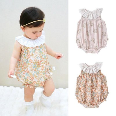 Kids Baby Girls Casual Cute Tiny Flower Print Sleeveless Romper