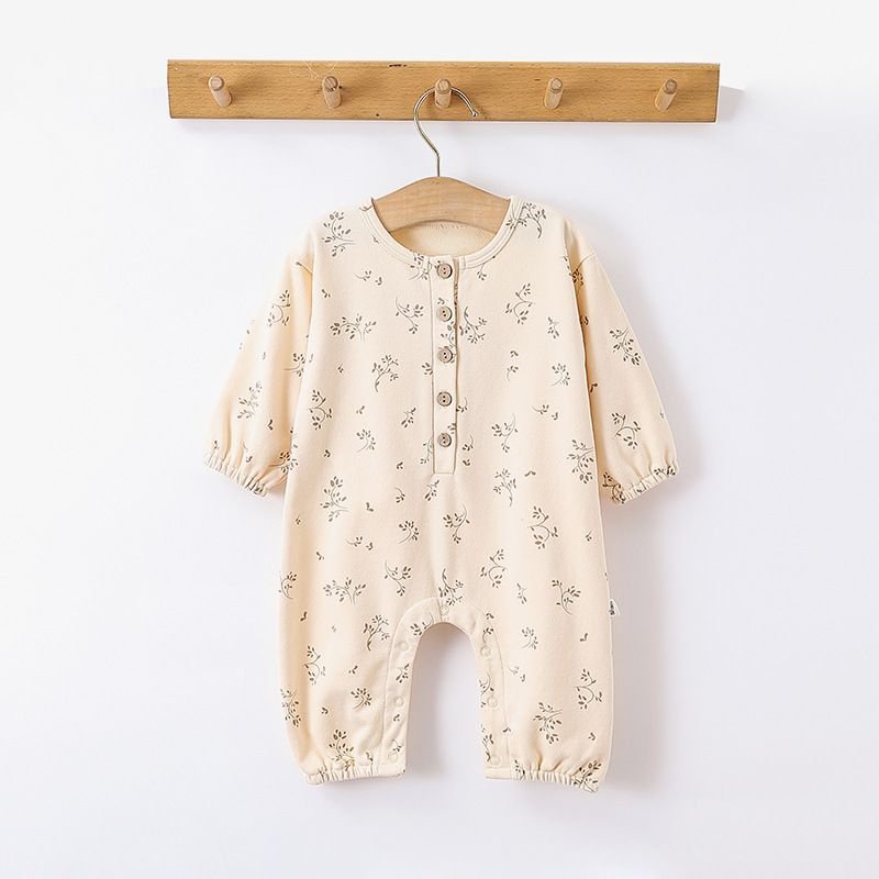 Kids Baby Boys Girls Casual Cute Tiny Flower Dinosaur Print Long Sleeve Romper