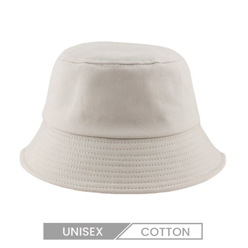 Unisex Cotton Custom Logo Double Needle Flat Top Sunscreen Bucket Hat