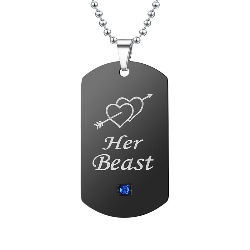 Black Her Beast His Beauty Couple Diamond Pendant Necklace