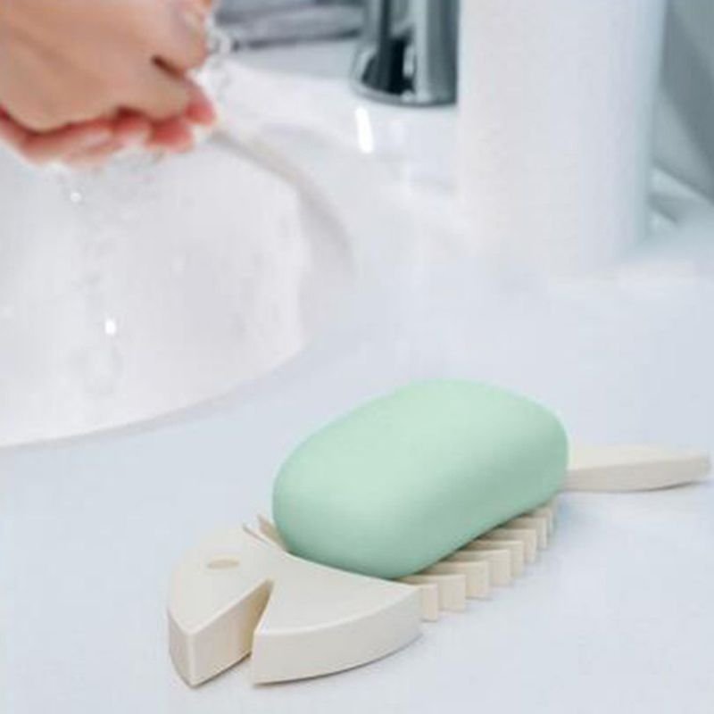 Bathroom Creative Cartoon Cute Fish Shape Silicone Soap Dish