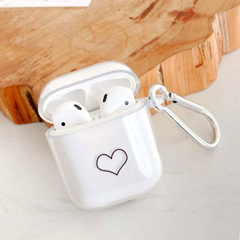 Women Simple Transparent Heart-Shaped Apple Bluetooth Headset Case