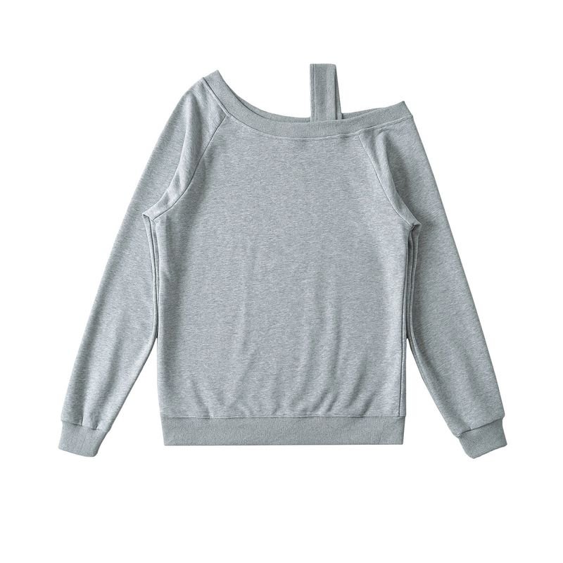 Women Fashion Loose Long-Sleeved Blank Sweatshirt