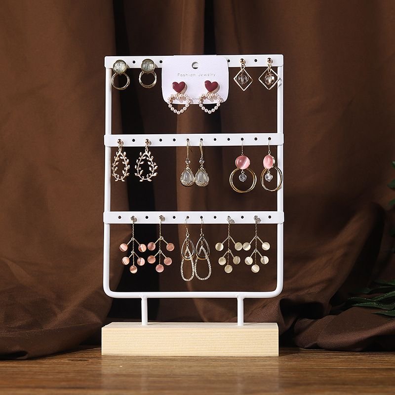 Solid Wooden Iron Earring Rack Storage Jewelry Display Rack