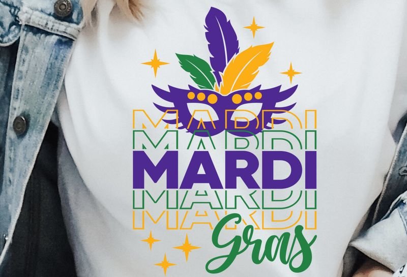 Mardi Gras Nightcap Alphabet Print T-Shirt