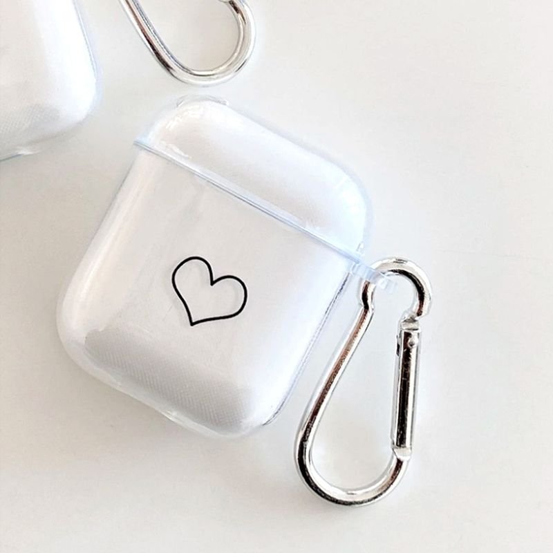 Women Simple Transparent Heart-Shaped Apple Bluetooth Headset Case