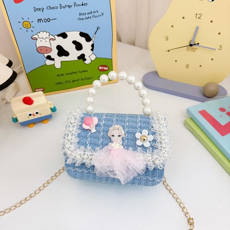 Kids Girls Fashion Casual Cute Pearl Crossbody Handle Princess Bag