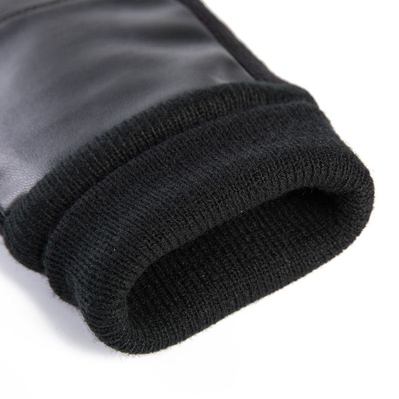 Unisex Winter Warm Fleece PU Cycling Gloves