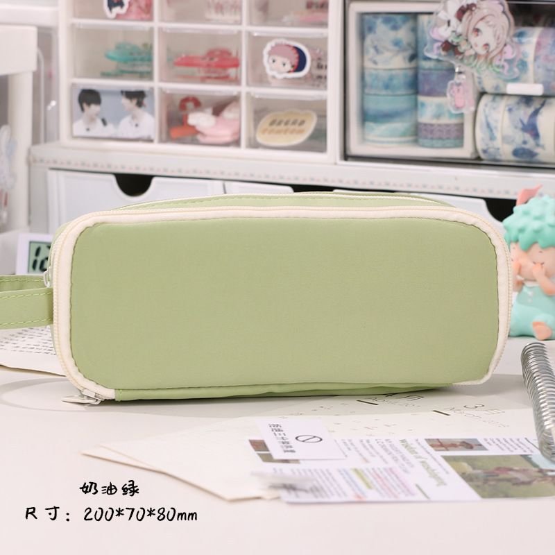 Simple Neutral Large Capacity Zipper Student Stationery Pencil Bag