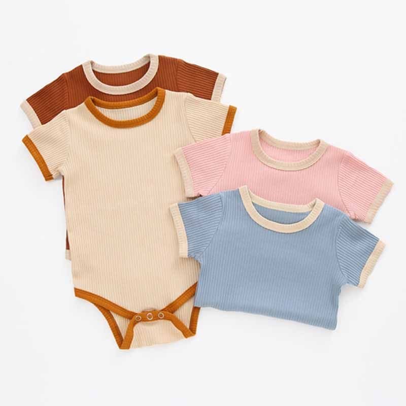 Kids Baby Boys Girls Casual Cute Solid Color Short Sleeve Romper