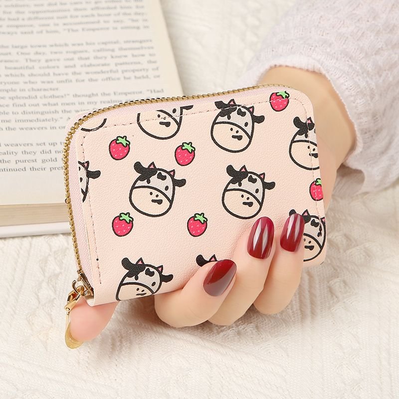 Women Fashion Cartoon Cow Print Mini Wallet