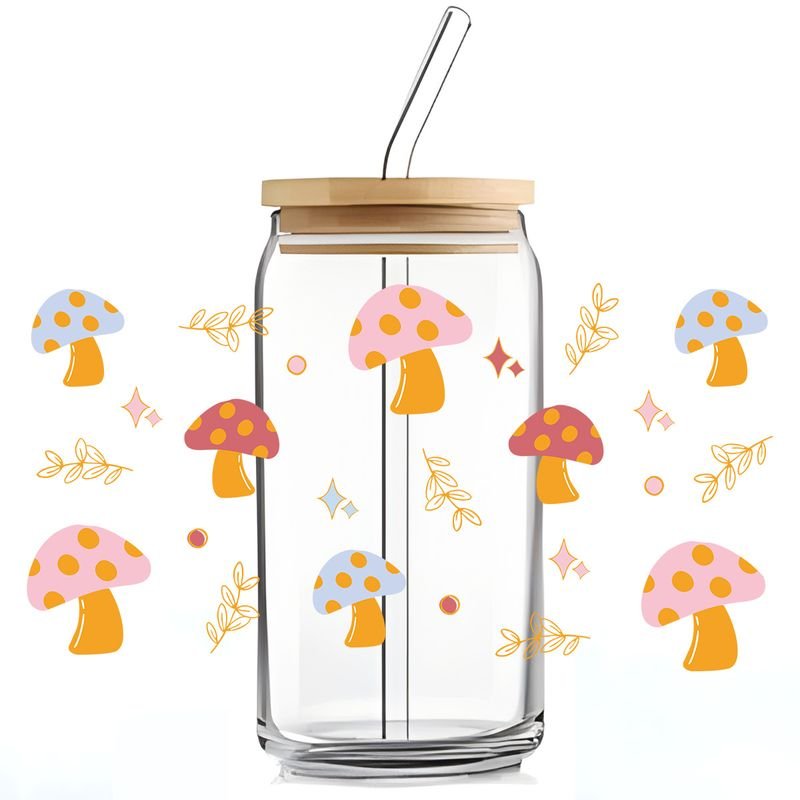 Simple Fashion Floral Butterfly Bee UV Transfer Transparent Glass Sticker