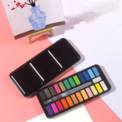 Beginners Painting Solid Gouache Paint Sketches Powder Cake Watercolor Pigment 12 Color 18 Color 24 Color Iron Box Washable Set