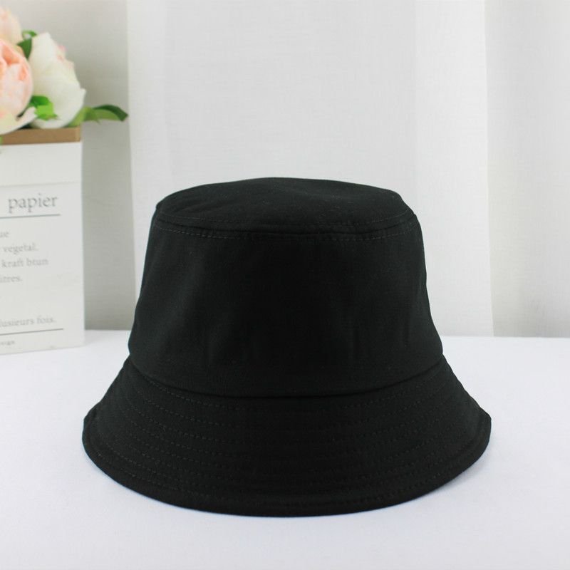 Unisex Cotton Custom Logo Double Needle Flat Top Sunscreen Bucket Hat