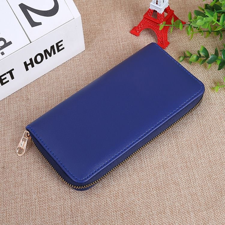 Women Fashion Solid Color Multi-Card Zipper Long Purses